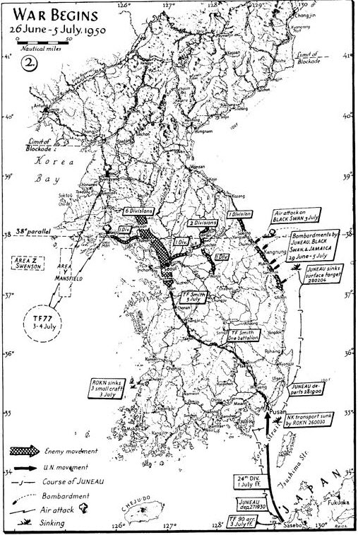 War Begins - 26 June - 5 July 1950. The Sea Services in the Korean War 1950 - 1953.