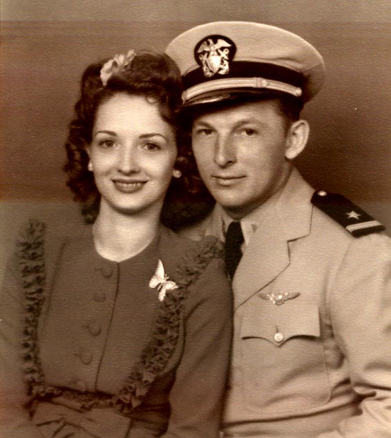 Navy Lt. Charles Garrison, VF-884 Fighter Squadron and his wife, Enid,  1943.