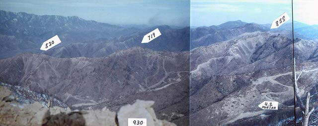 Heartbreak Ridge from forward slope of Hill 931 looking toward to Hill 851.