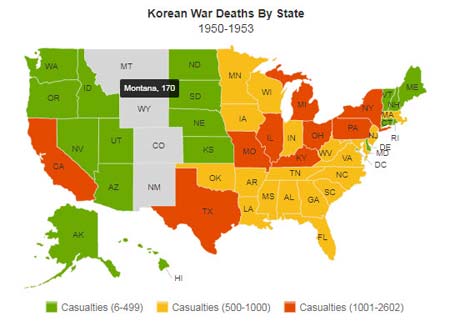 Korean War Chart by State and Country