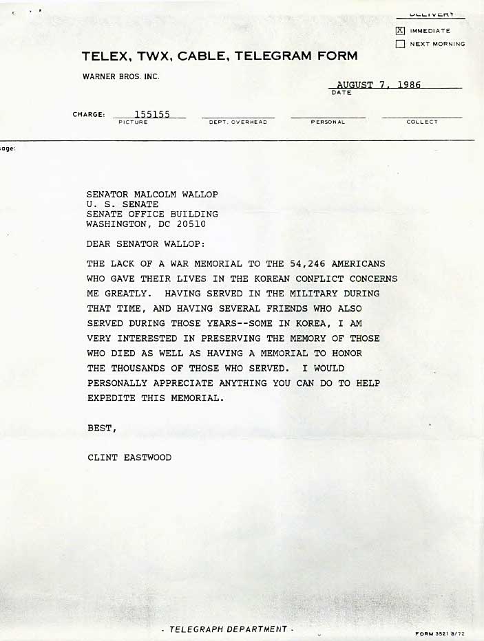 Clint Eastwood - Malpaso Productions - Note and telegram. 